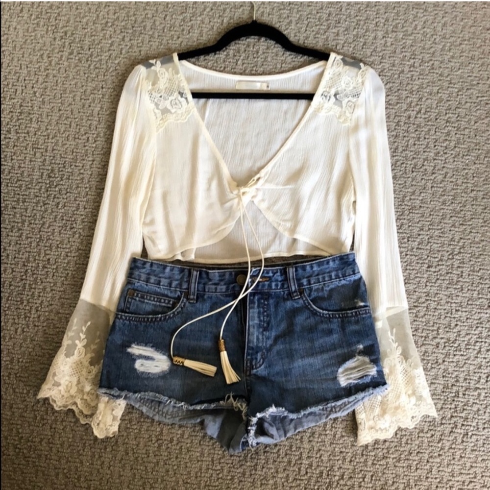 White LF boho long sleeve top